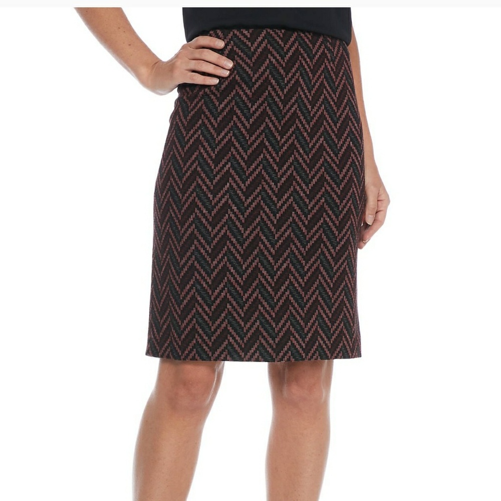 Kasper Zig Zag Jacquard Slim Skirt NWT